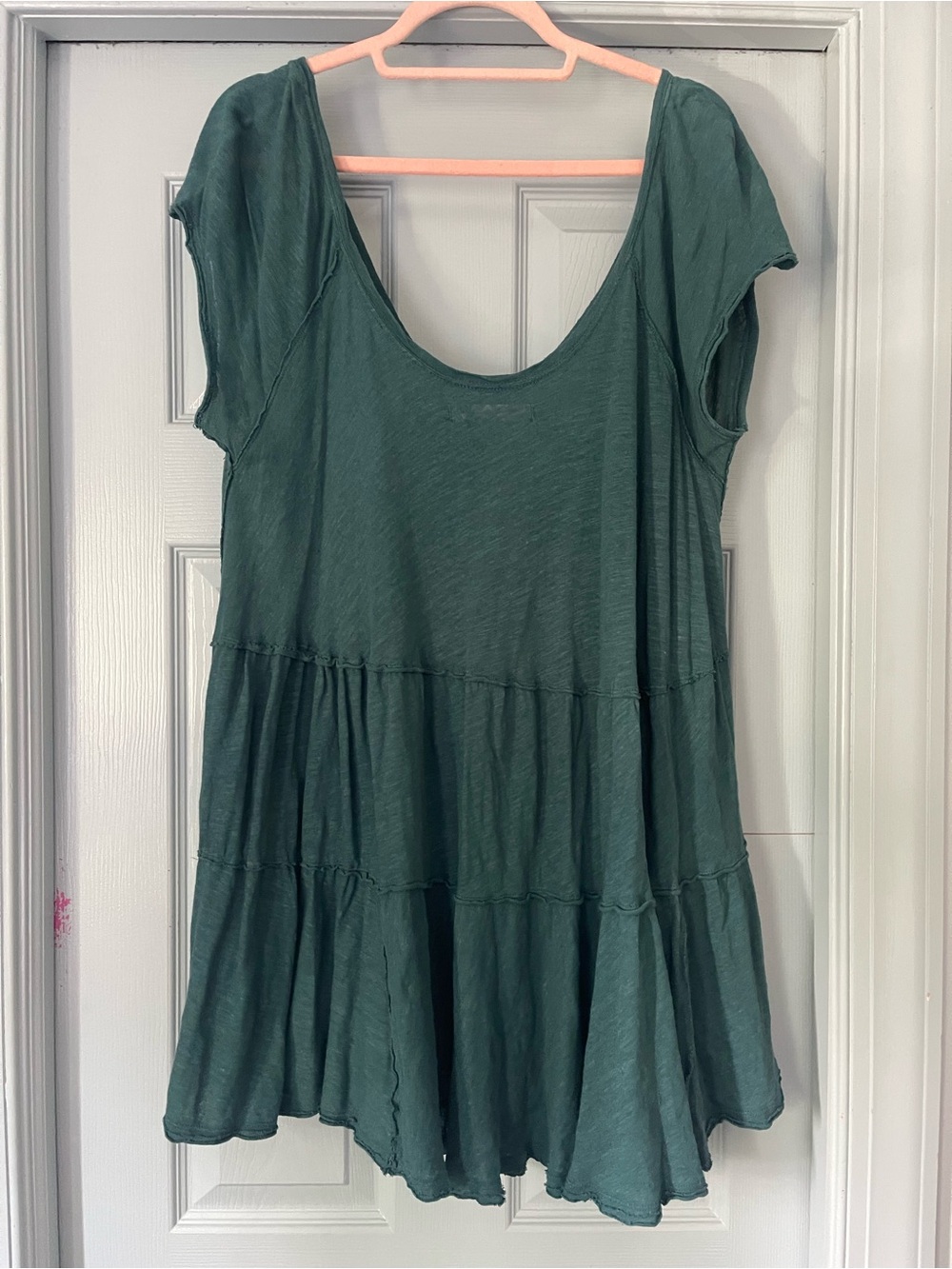 We The Free Teal V-Neck Tiered Short Sleeve Tunic - Picture 4 of 4
